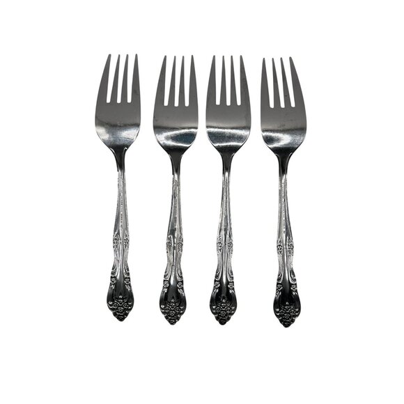 Stanley Roberts Dream Rose Stainless Steel Forks 4 dinner Floral Glossy Pattern - Picture 4 of 4